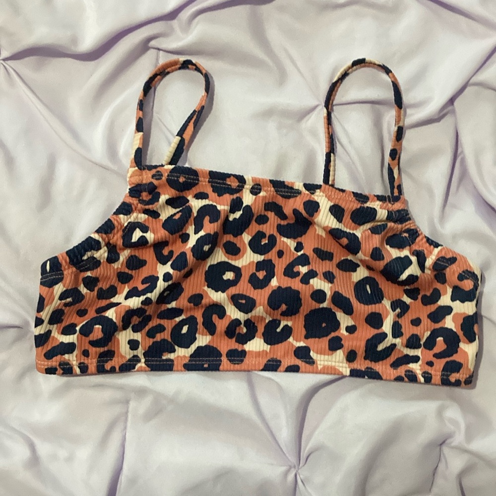 Cat & Jack Leopard Print Swim Top - Orange and Black